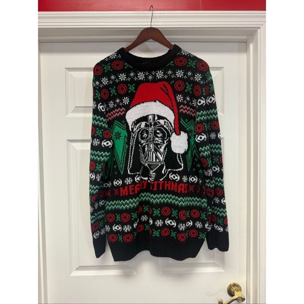 Star Wars Black Merry Sithmas Christmas Holiday Sweater sz XL EUC